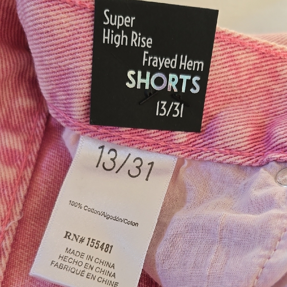 Pink Frayed Denim JR  Shorts - Picture 4 of 6